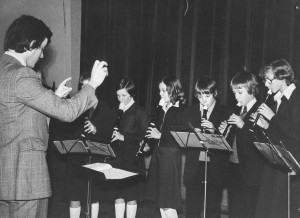Richard Baker teaching at Sheringham High School in 1977 with John
