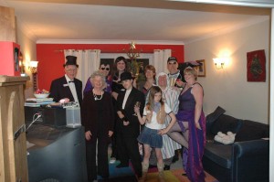 The now infamous Murder Mystery Evening in Ufton Close, Shirley, on New Years Eve 2007, John, Mary Turton, david as Elvis!, Neil Mackin in drag! James F as a gangster! Sarah F, Beth Mackin, Andy Leonard, Joanne Mackin