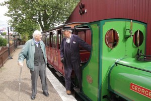 John caught chatting as usual! The time to the driver of the steam train we have just had a ride on at Bressingham Steam railway, Diss, Norfolk