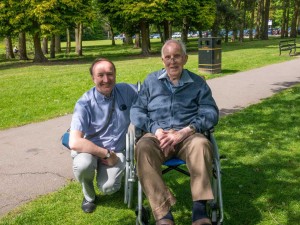 John and David on one of many strolls they had around the local parks and green spaces of Solihull. This is Bruton Park in 2015. Dad always remarked about the wonderful range of greens and how he wished he painted a little more!