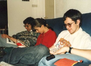 Colin & Sarah Furmage with Neil Mackin at Christmas 1991 in Solihull