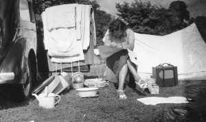 Irene and John on a rare camping trip in the 1950's, something they never did every again!!