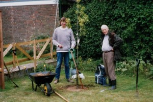 Dad even helps plant the apple tree too. Its still there over a decade later!