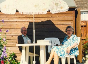 John and Irene relaxing in their Southrepps Garden, which was a real sun trap! June 1989