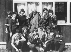 John gets 'down-with-the-kids!', he always enjoyed being with those people who needed to be persuaded to enjoy music (this photo taken by David after school was over!) Jan 1977