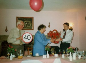 John at his Ruby Wedding anniversary with Irene does get a few words in edgeways around my 'speech'! May 1993