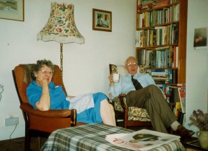 Irene and John relaxing in their first floor lounge (with views) in Mundesley, May 1993