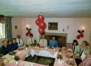 A few of the assembled friends and family at John & Irene's 40th wedding anniversary, from left: Mary Burton, Auntie Marie & Uncle Ted (surname eludes me!) Colin, John, Irene, empty chair David! Sarah Furmage, Alan and Mary Featherstone