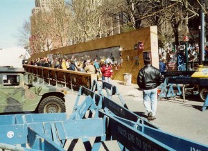 At ground zero, the site is only partially cleared and this amazing wall of memories is a very moving testament to the nearly 3000 people who lost their lives.